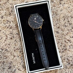 MVMT Unisex Watch with Black Strap and Gold Accents
